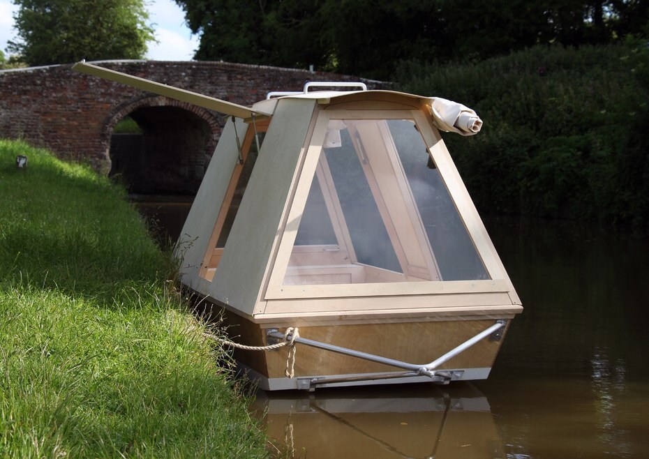 The WaterBed rides to water's edge via pedal power and provides a floating night of sleep