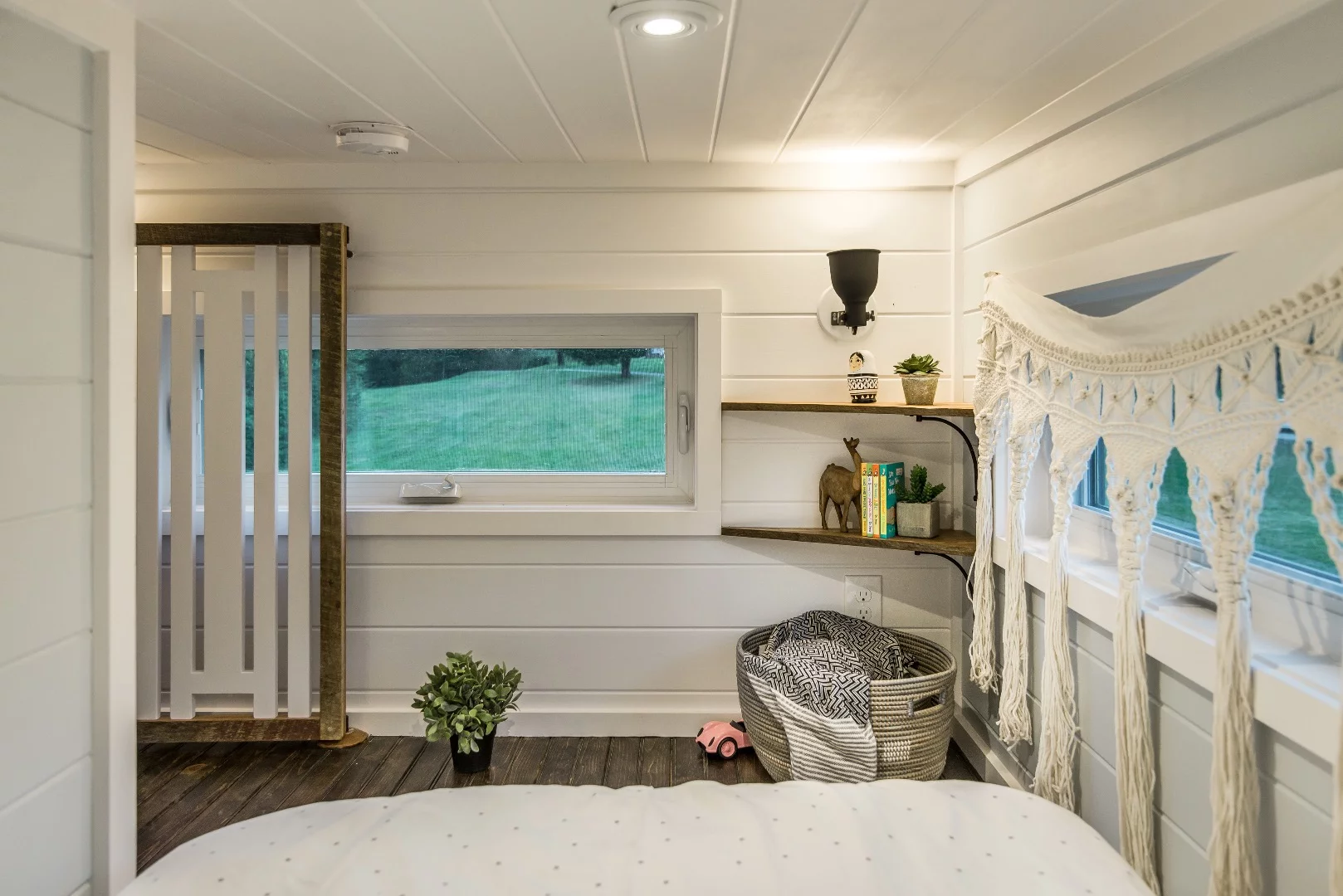 The Escher's second bedroom has a low ceiling