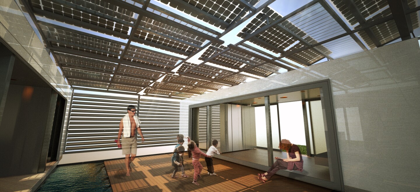 Module A contains two bedrooms, a living room, and a space which could be used as an office or entertaining area