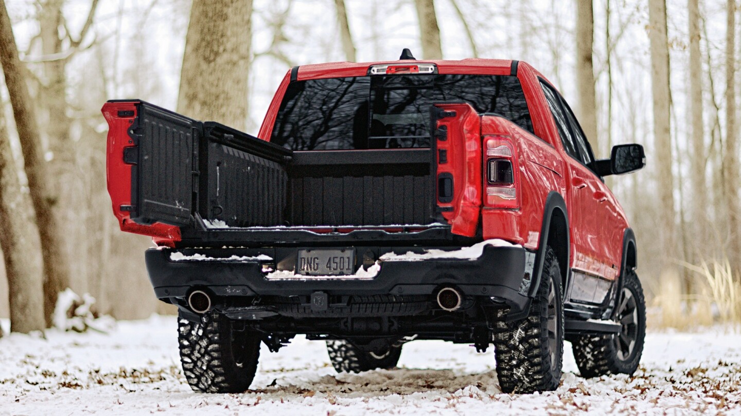 Ram 1500's new tailgate folds and swings for access with or without a
