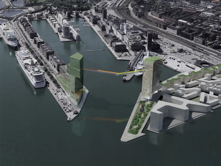 Aerial view render of the project