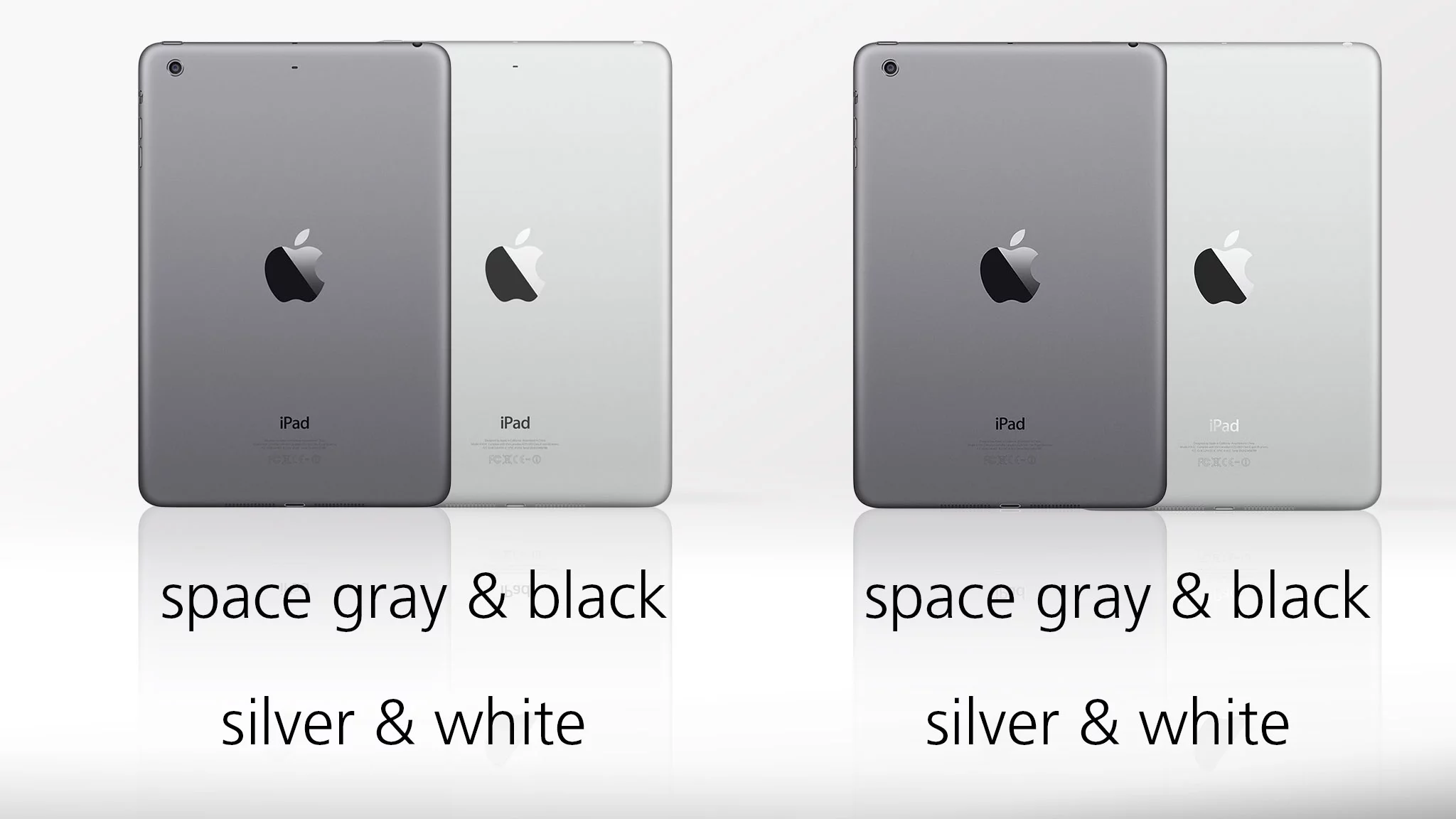 Colors are now the same, though the first iPad mini was originally sold in a "black & slate" model instead of space gray