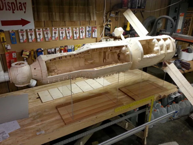 In addition to the primary module and its related bits, Acton also built two 1/13 scale models of the astronaut living/working spaces