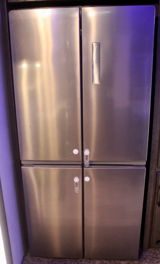 That refrigerator would look nice in virtually any home's kitchen, let alone a party trailer's
