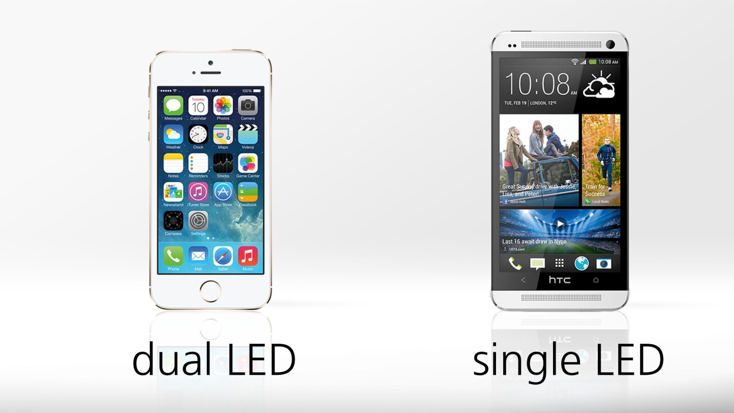 The iPhone 5s' camera flash adds a second LED, which will supposedly lead to more accurate tones