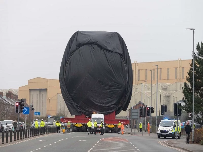 Section of Dreadnought being transported for assembly