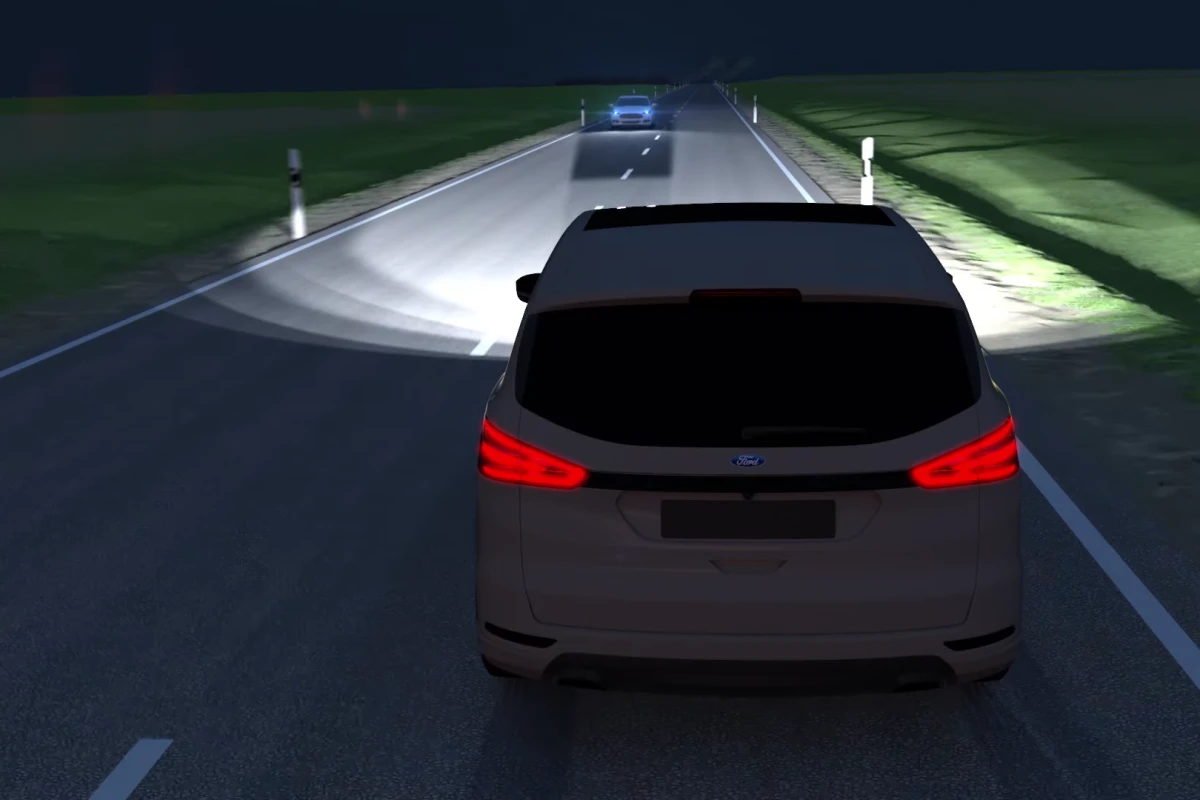 The LED lights create a dark spot around cars that might otherwise be blinded