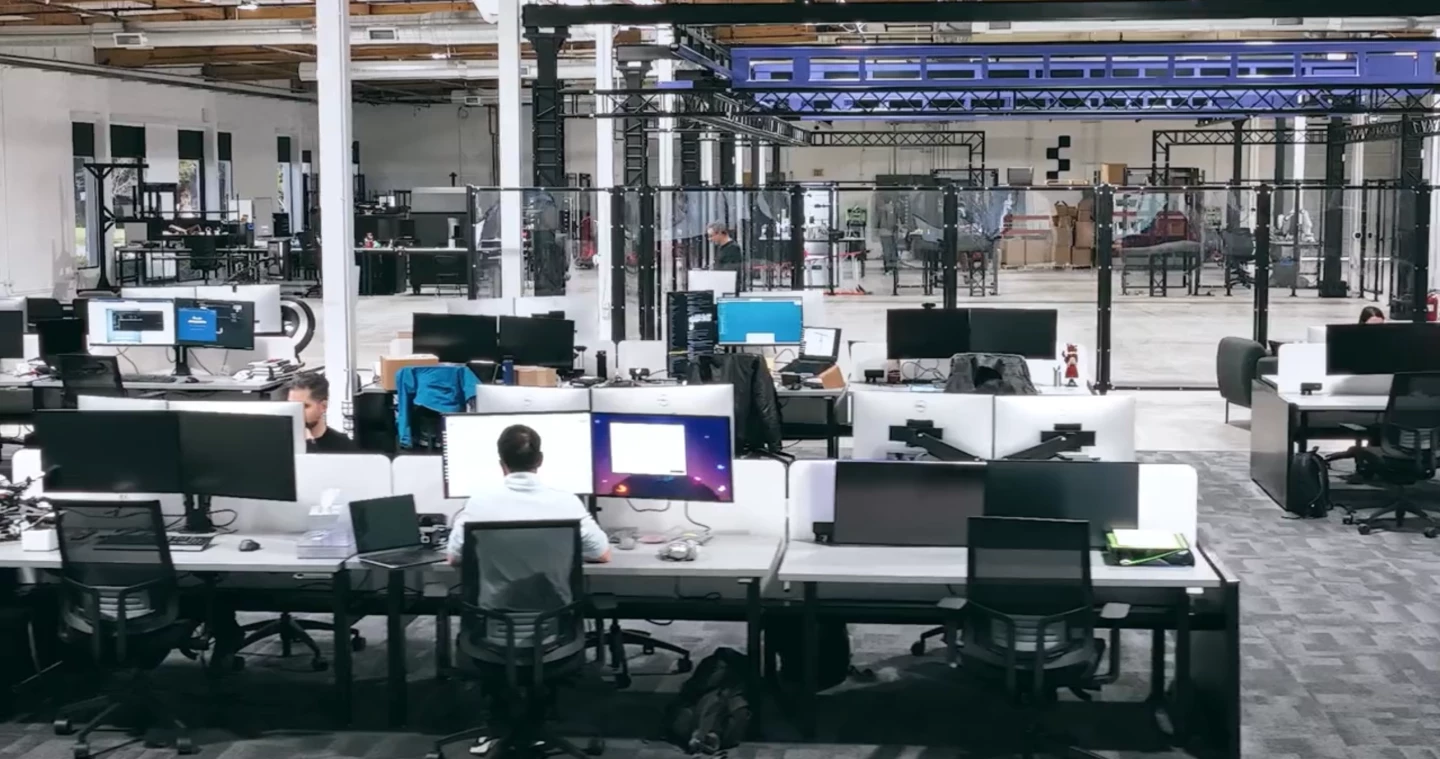 Figure's office space, with the test lab visible to all