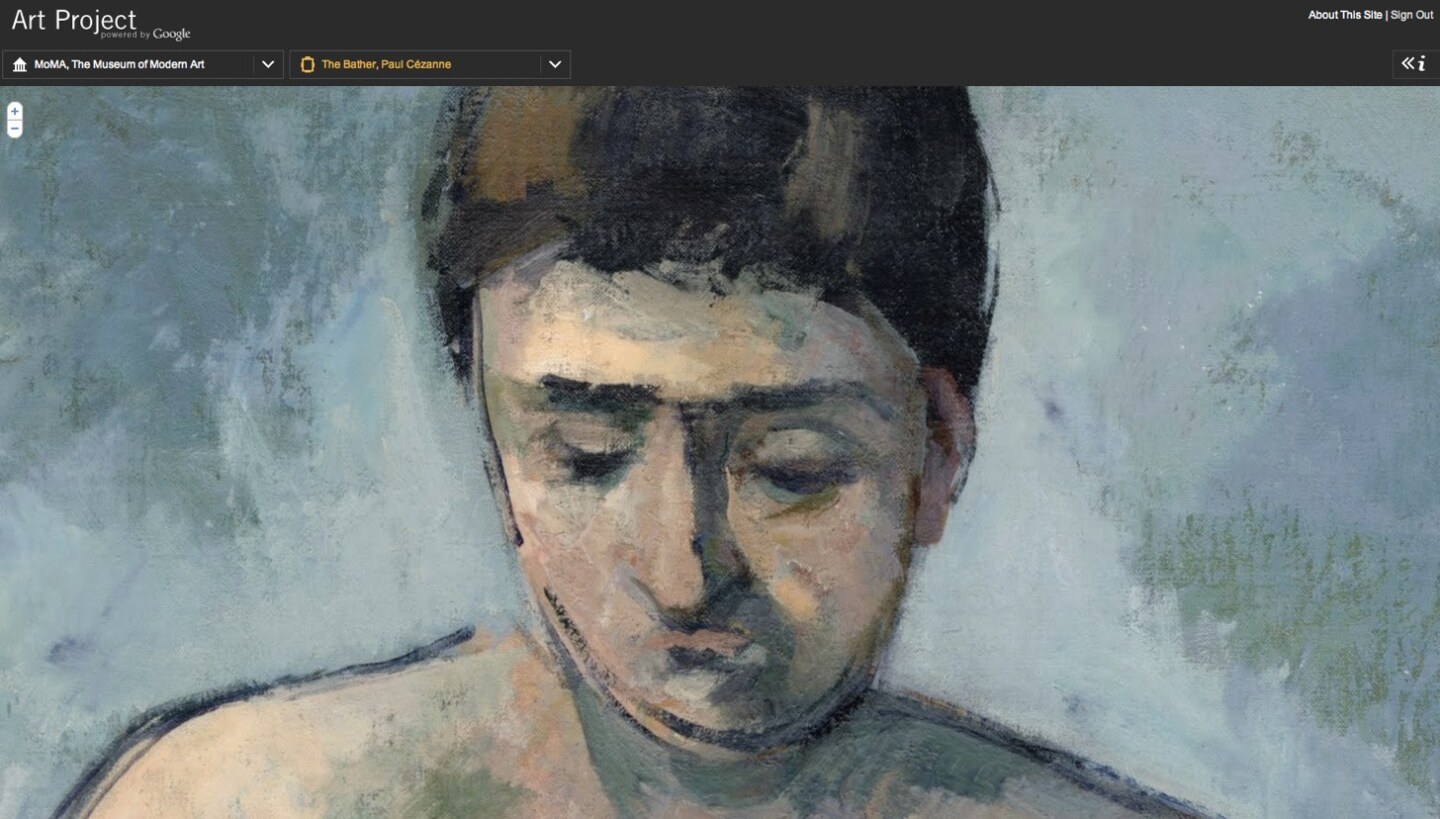 Cezanne's The Bather is one of the artworks viewable with Google Art Project