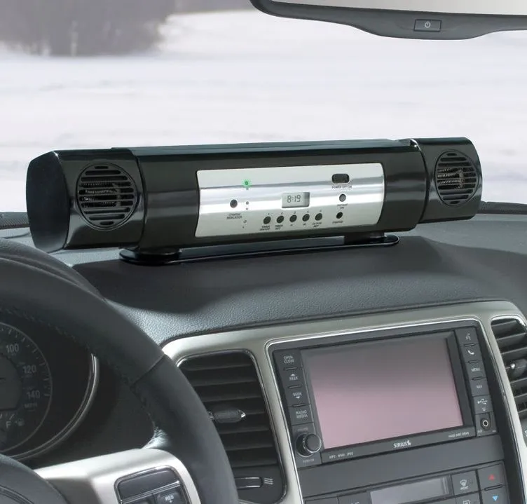 The Car Interior Preheater is a portable, battery-powered device that warms up the inside of vehicles before the driver gets in