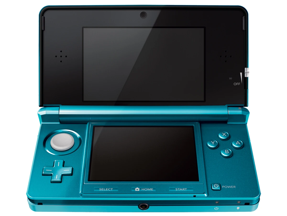The Nintendo 3DS will be available in Cosmo Black or Aqua Blue (pictured)