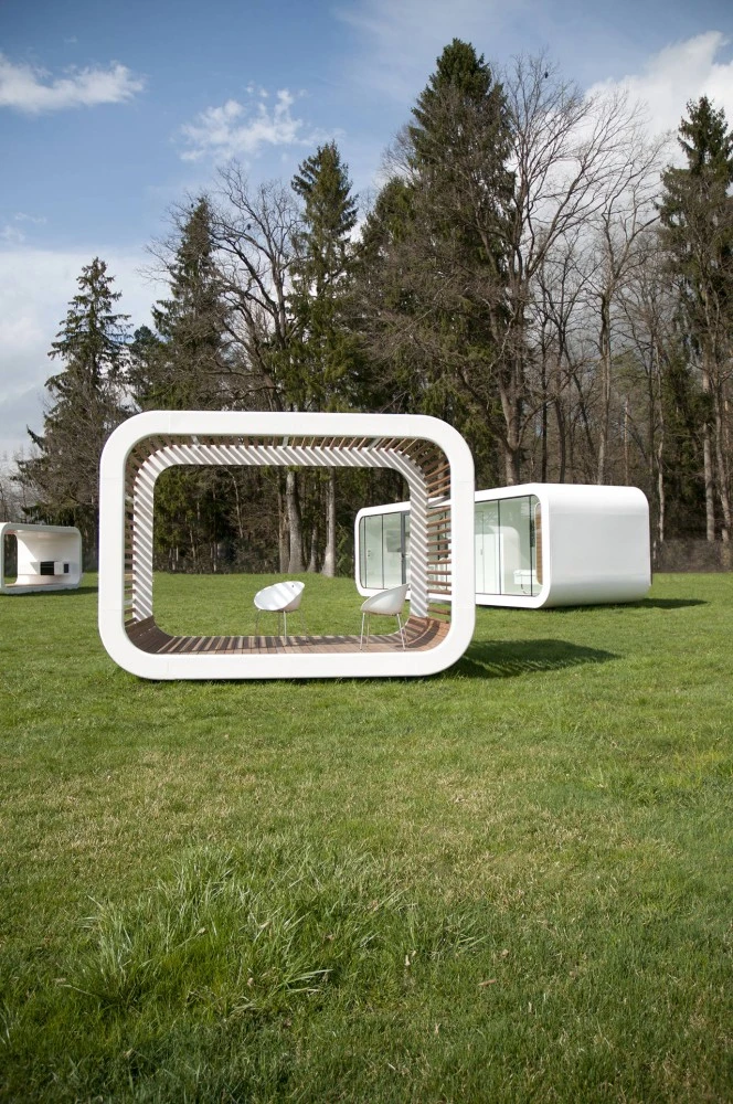 Coodo studio has created a series of modular units that can be sold separately or coupled together to offer more space and more flexibility