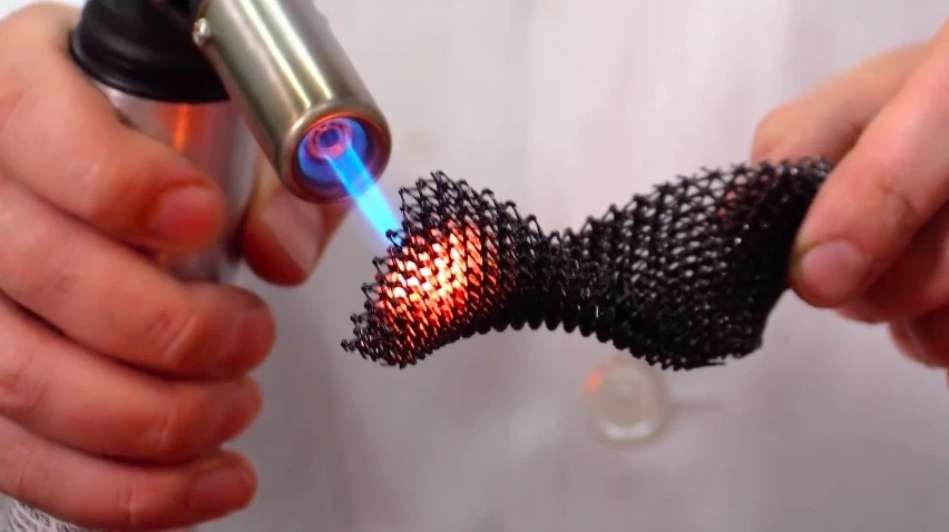 3D printed ceramic material under a blowtorch