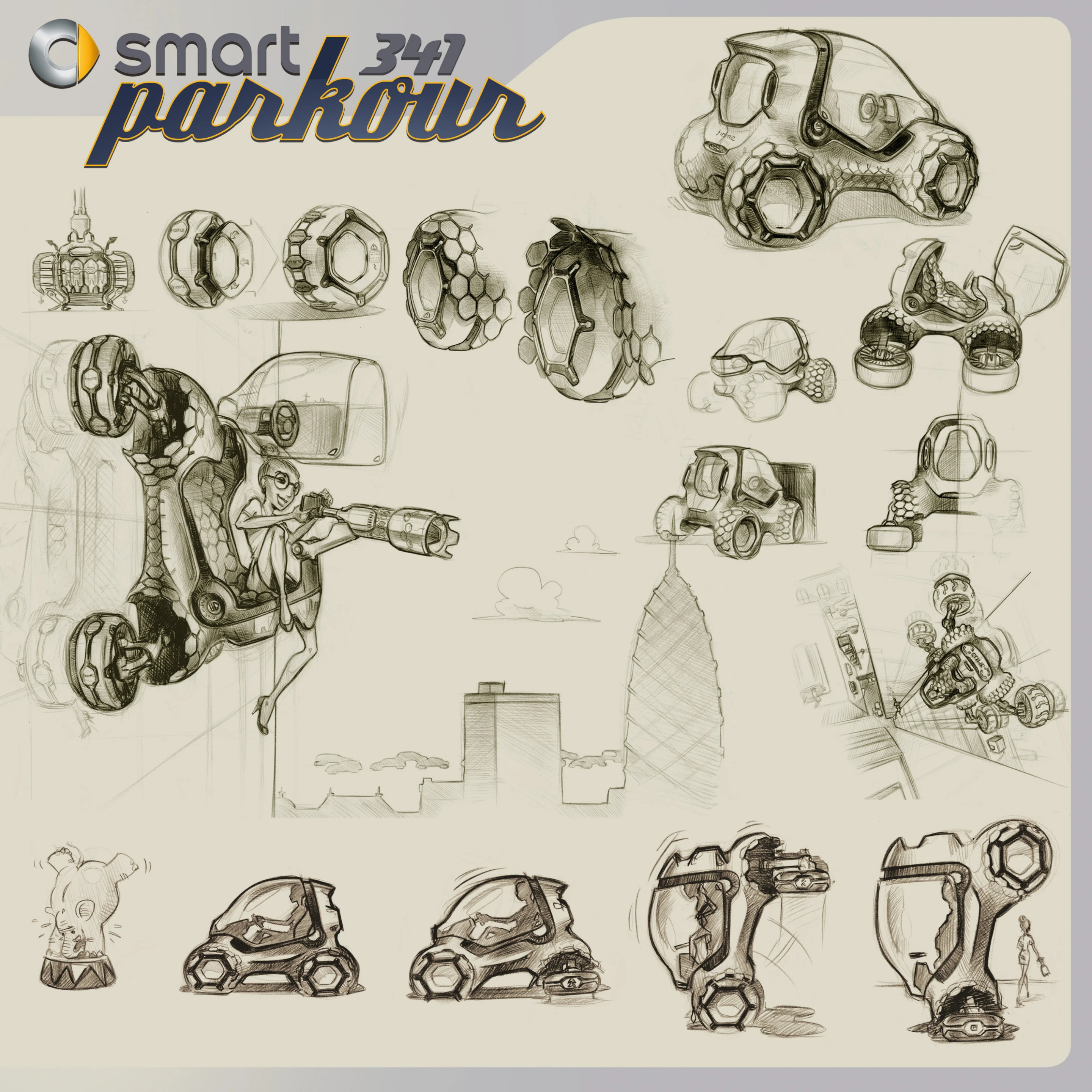 Smart 341 Parkour concept sketches (Image: Mercedes-Benz Advanced Design Germany)