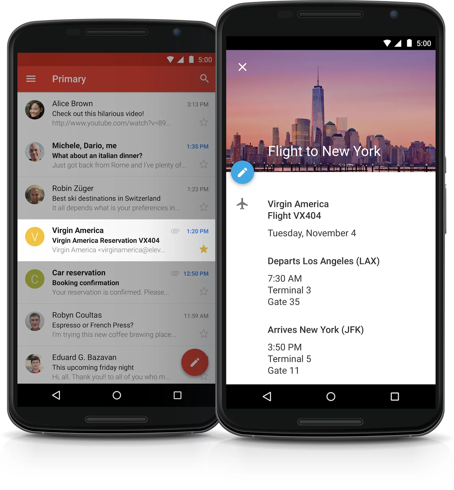 The new calendar app in Android 5.0 pulls in information from Gmail.
