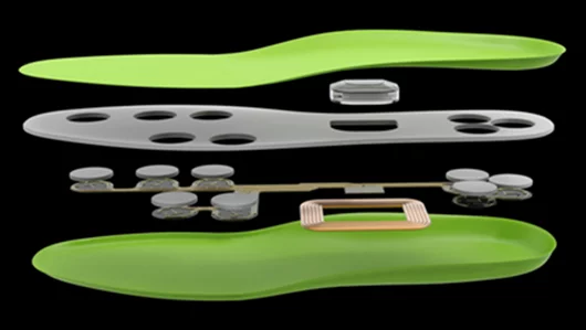 An exploded view of the FootLogger insole