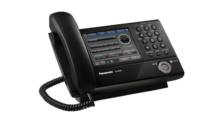 The KX-NT400 IP business phone from Panasonic features a 5.7in touchscreen interface with live video feed