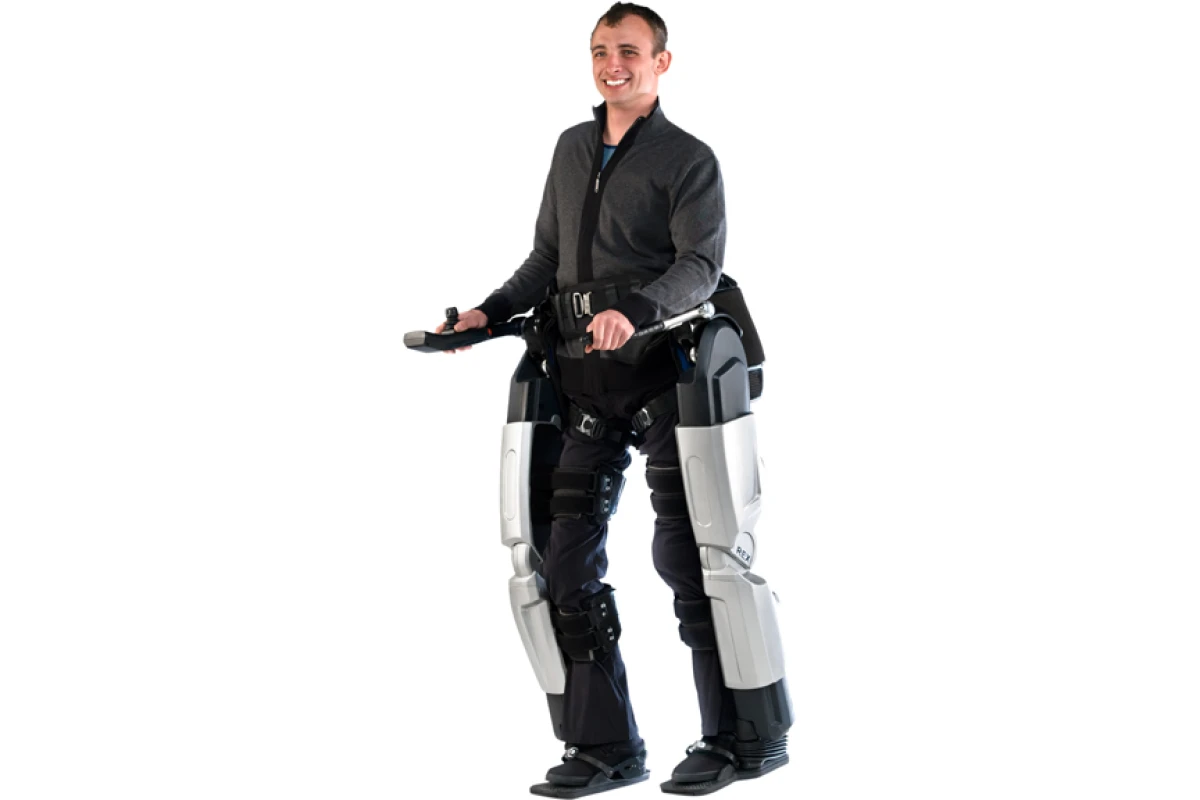 The no longer wheelchair-bound Hayden Allen puts REX through its paces