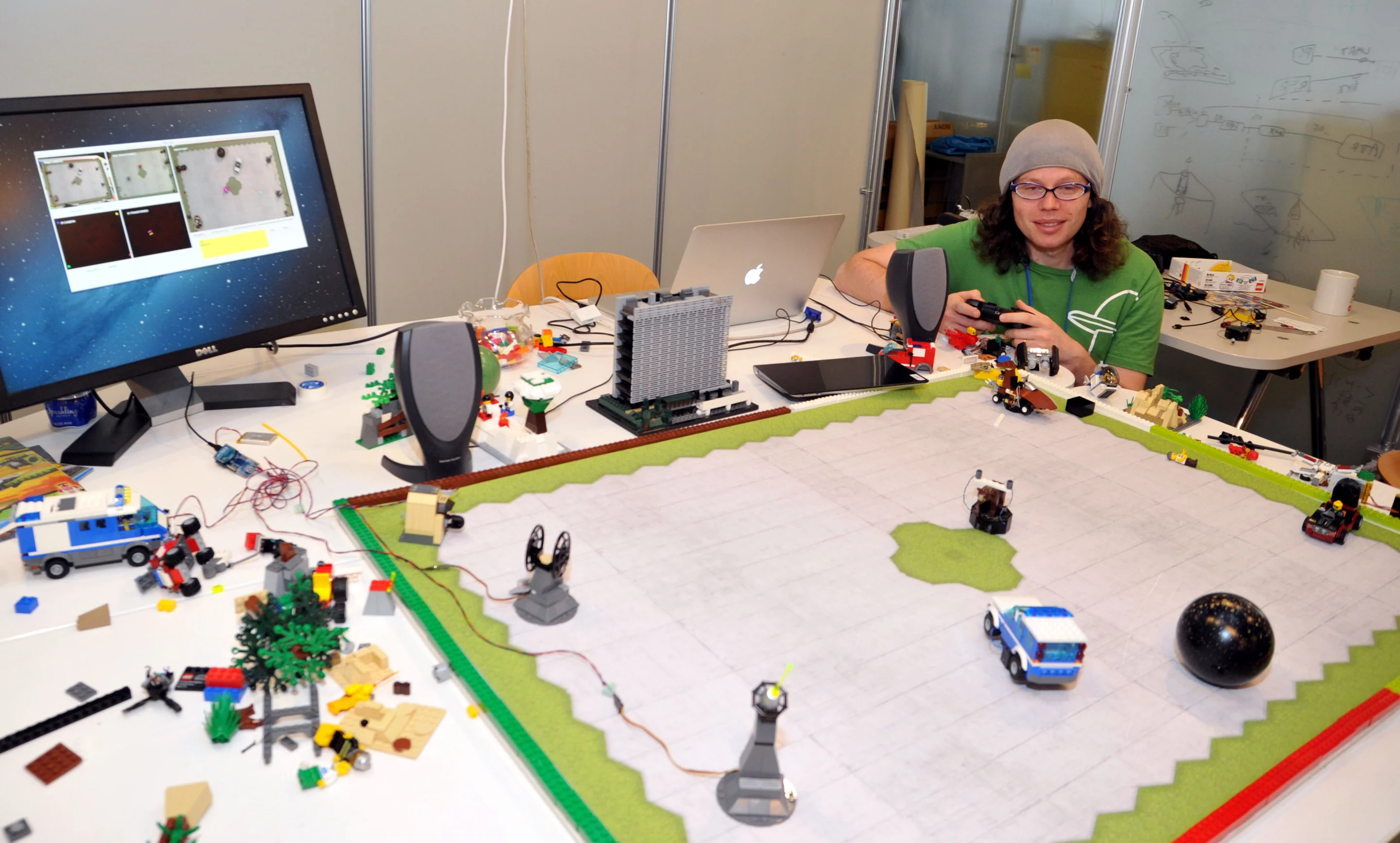 Sony researcher Alexis Andre demonstrates the Toy Alive Lego bricks at an open house of the Sony Computer Science Laboratories in Tokyo (Photo: The Japan Times, Yoshiaki Miura)