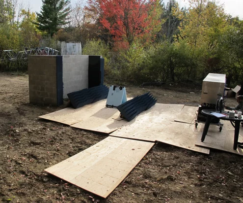 One of the through-wall experimental setups. (Photo: MIT)