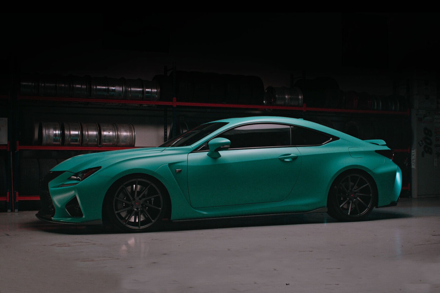 The Lexus RC F Insta-Built's body is finished in a special shade of Seafoam