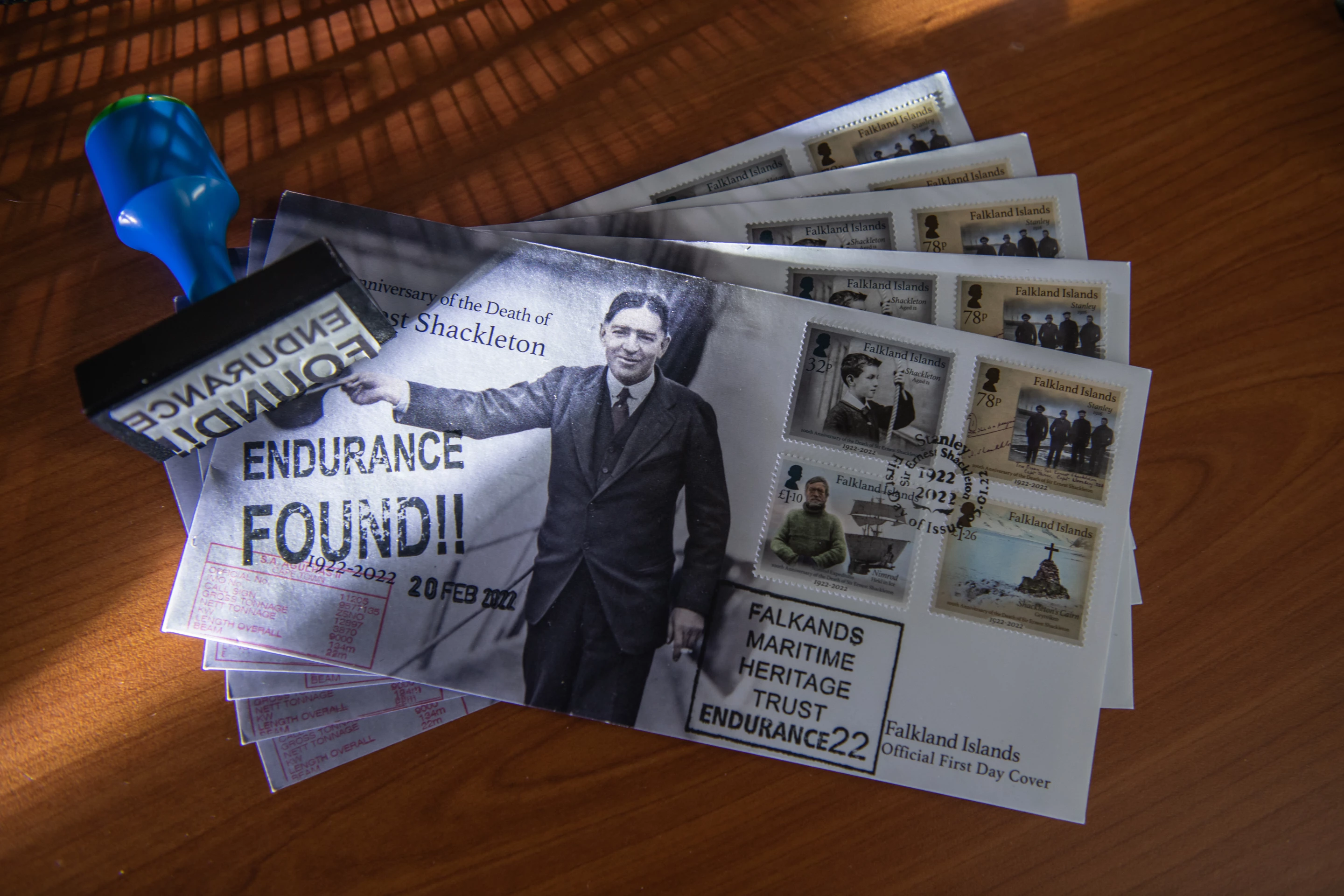 "Found Endurance!" Expedition envelopes being franked