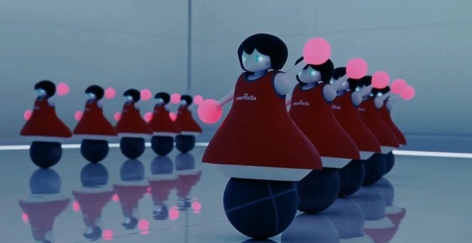 The Murata Cheerleaders showing off their tricolor LEDs