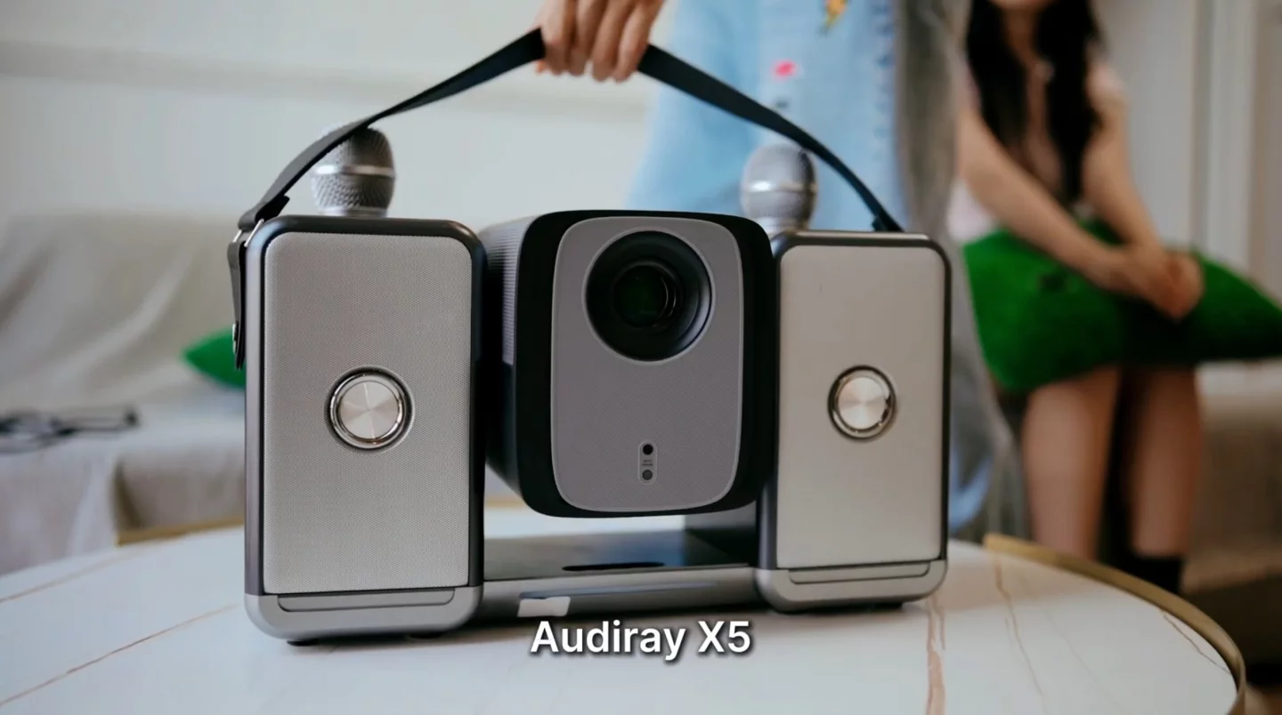 The Audiray X5 packs 4K projection, detachable speakers, Google TV, and dual wireless microphones into one modular, compact entertainment system