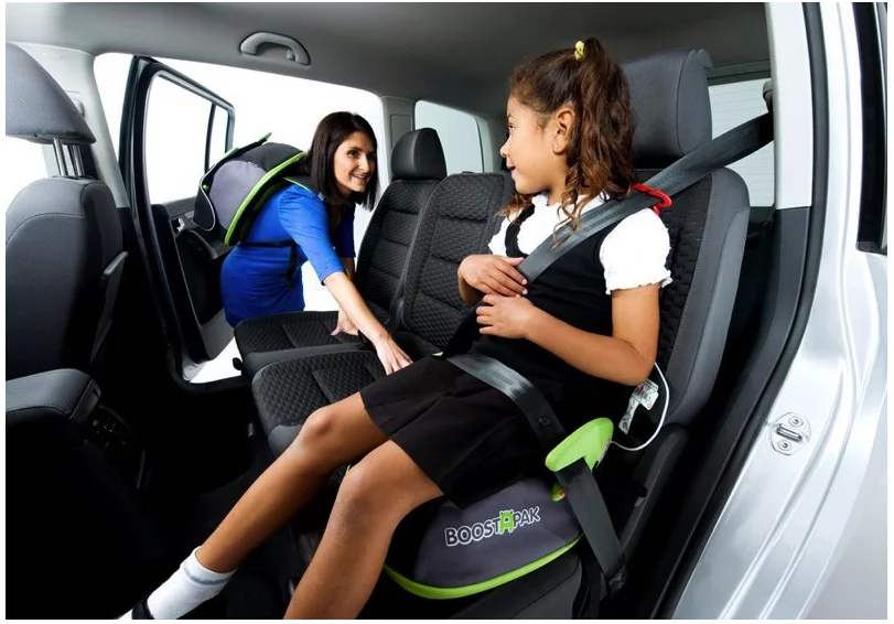 The BoostApak coverts from child's backpack to booster seat