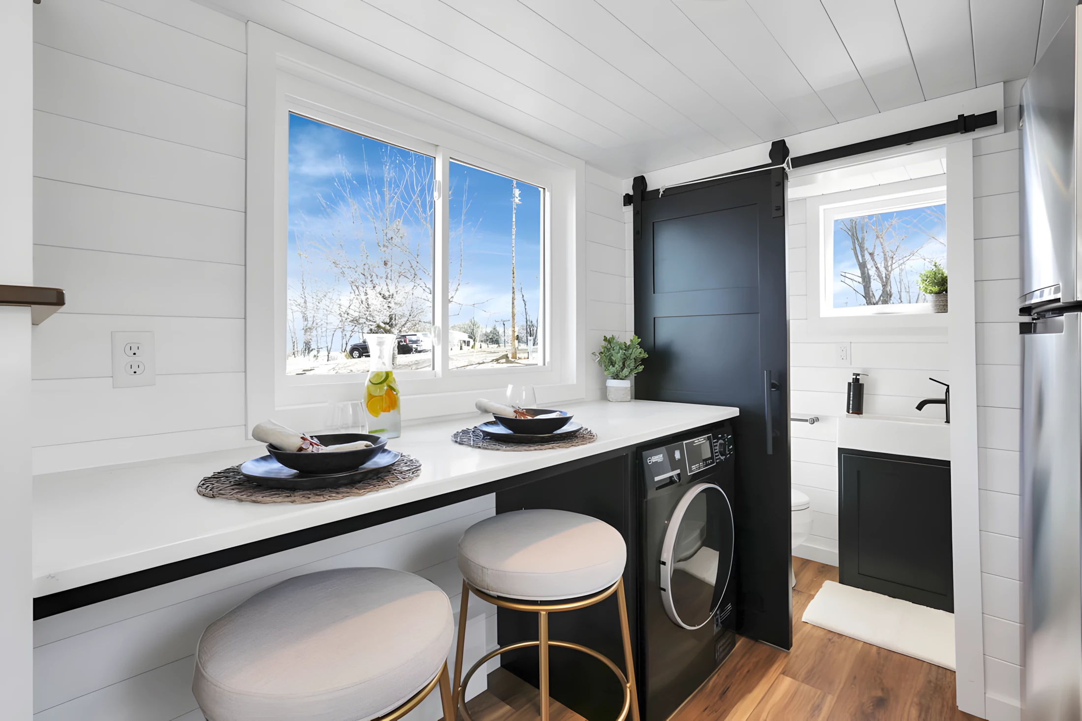 The Shadow's kitchen includes a breakfast bar for two