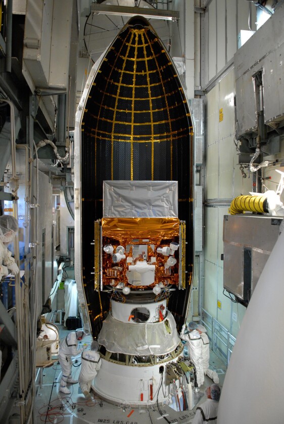 The Fermi Gamma-ray Space Telescope being readied for launch in May 2008