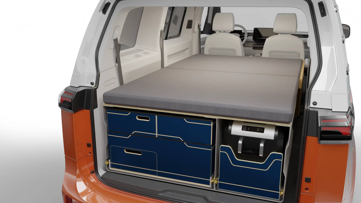 Peace Vans' $9,995 Buzz Sleeper is essentially a Buzz Box tailgate kitchen with a forward-expanding bed atop it
