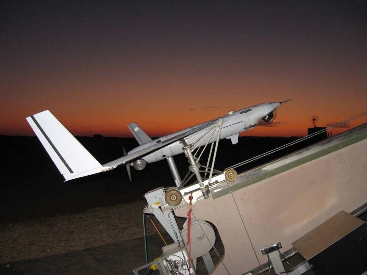 A ScanEagle on its launching catapult (Image: Boeing)