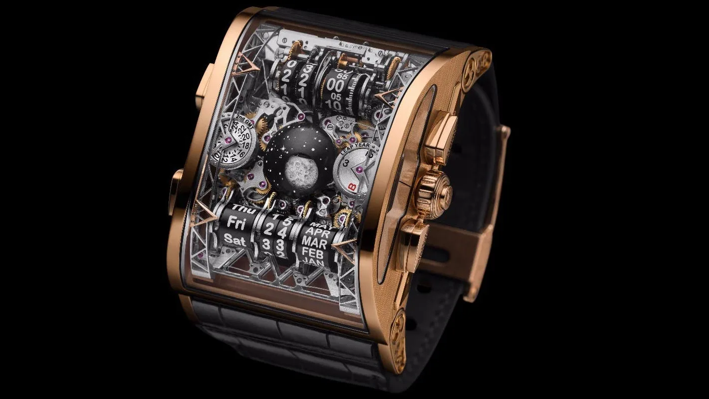 The Hysek Colossal uses a jump mechanism to properly display midnight on its 24-hour roller readout
