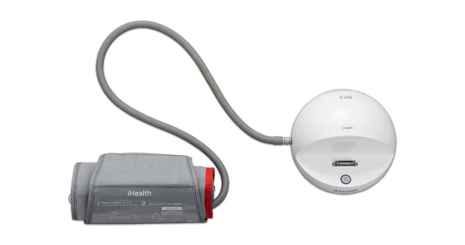 The iHealth Blood Pressure Monitoring System cuff and dock