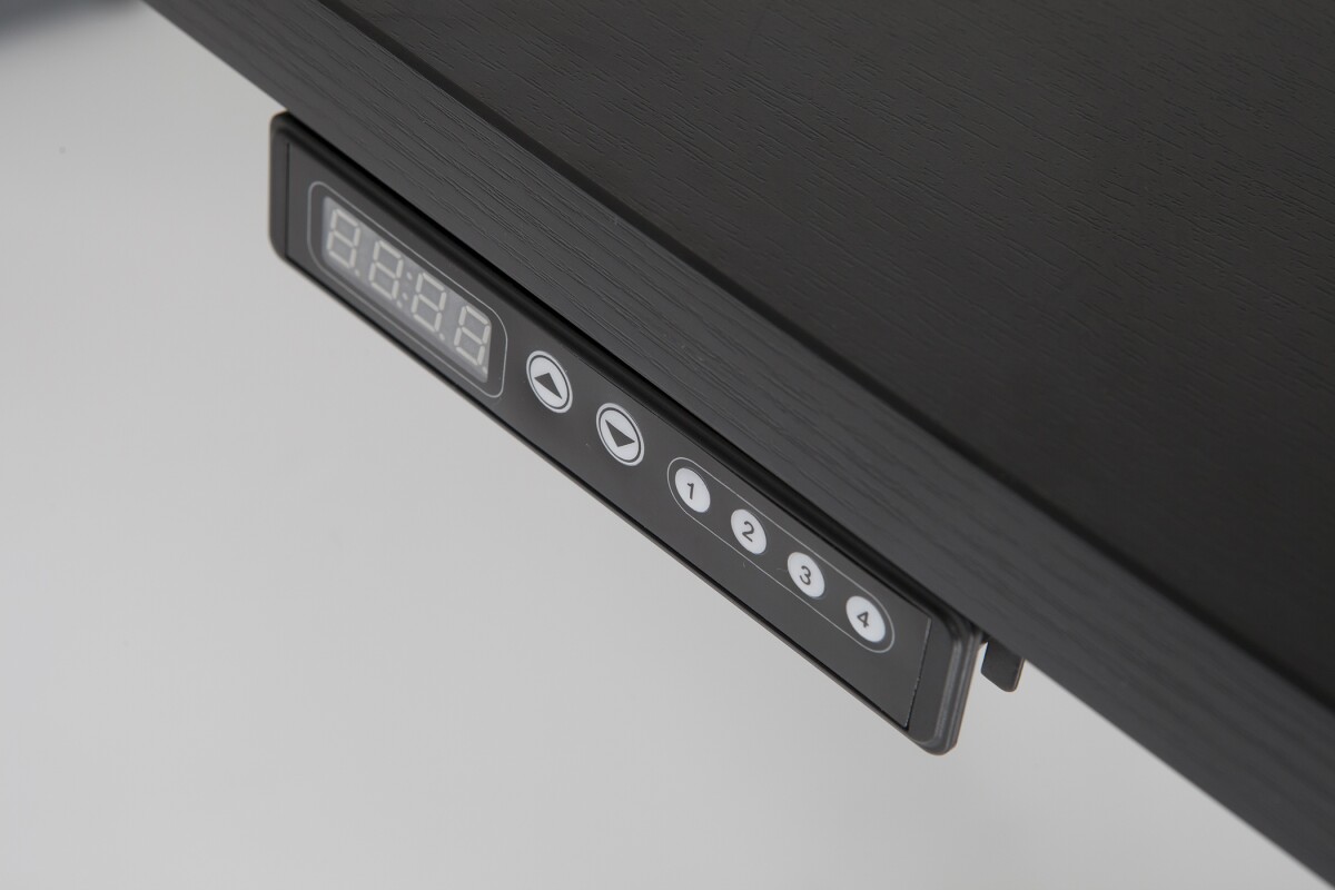 The controls of the deluxe model StandDesk feature extra buttons for programming preset heights