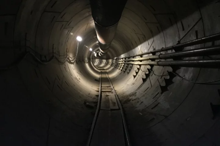 A shot of The Boring Company's test tunnel, which will soon be connected to a prototype garage