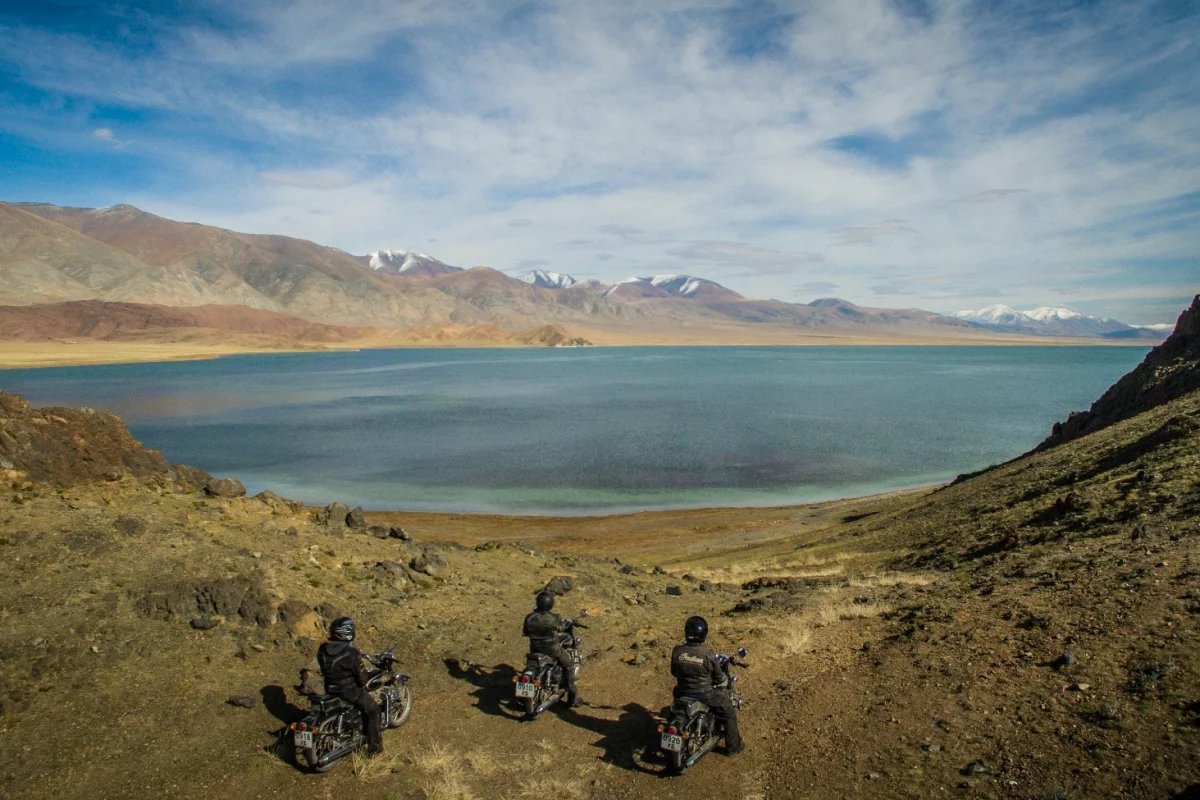 Riders overlook Lake Tolbo in Western Mongolia ... as shot by the Phantom 3 Professional