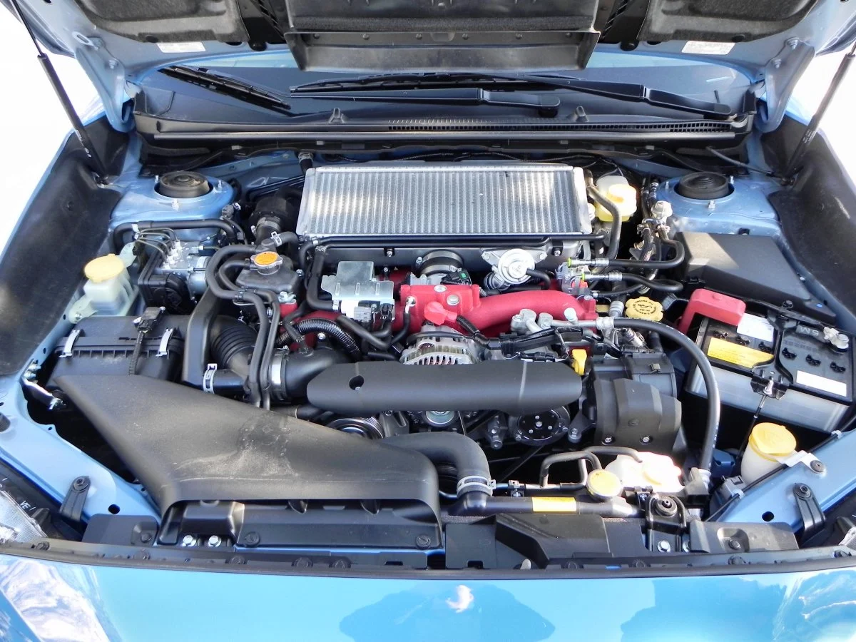 In the 2016 STI model, the engine is a 2.5-liter turbocharged four-cylinder boxer that outputs 305 hp (227 kW) and 290 lb-ft (393 Nm) of torque