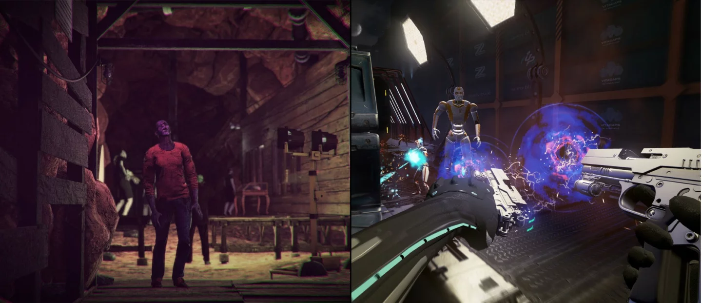 Two of the top HTC Vive games: Arizona Sunshine (l), Raw Data