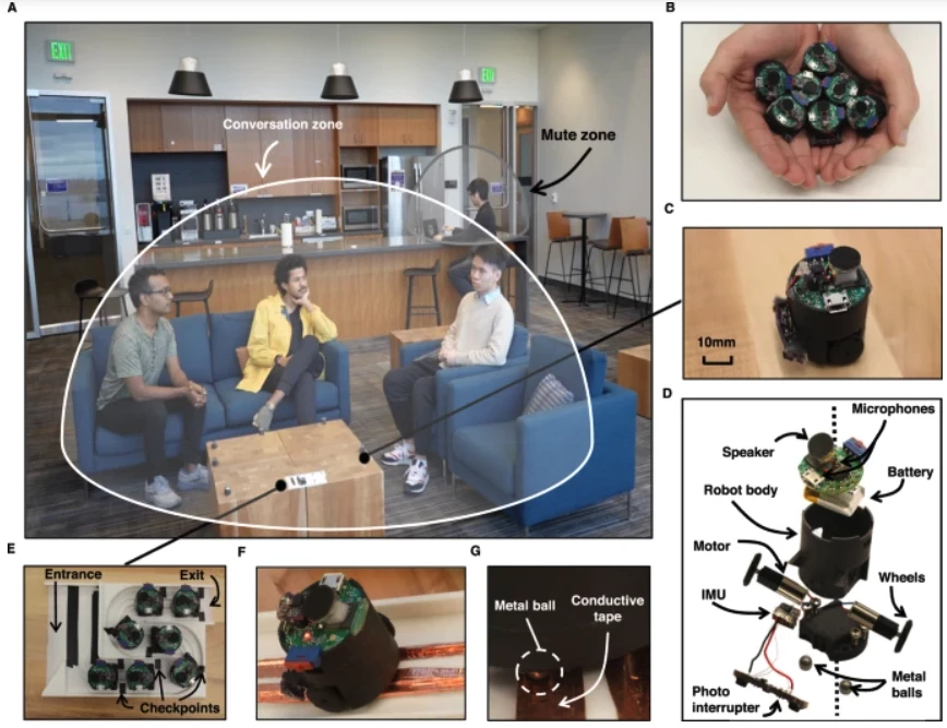 By locating and tracking multiple sound sources in a room, the robot mic array can isolate and mute different audio zones