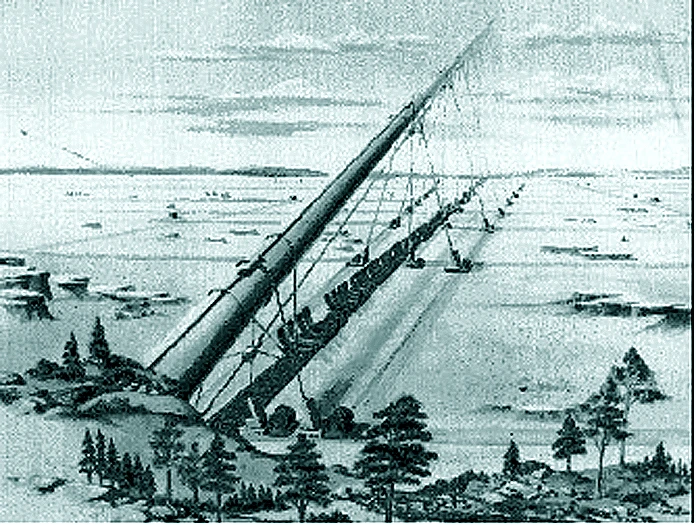 View of the magnetically levitated Startram launching tube rising toward the skies