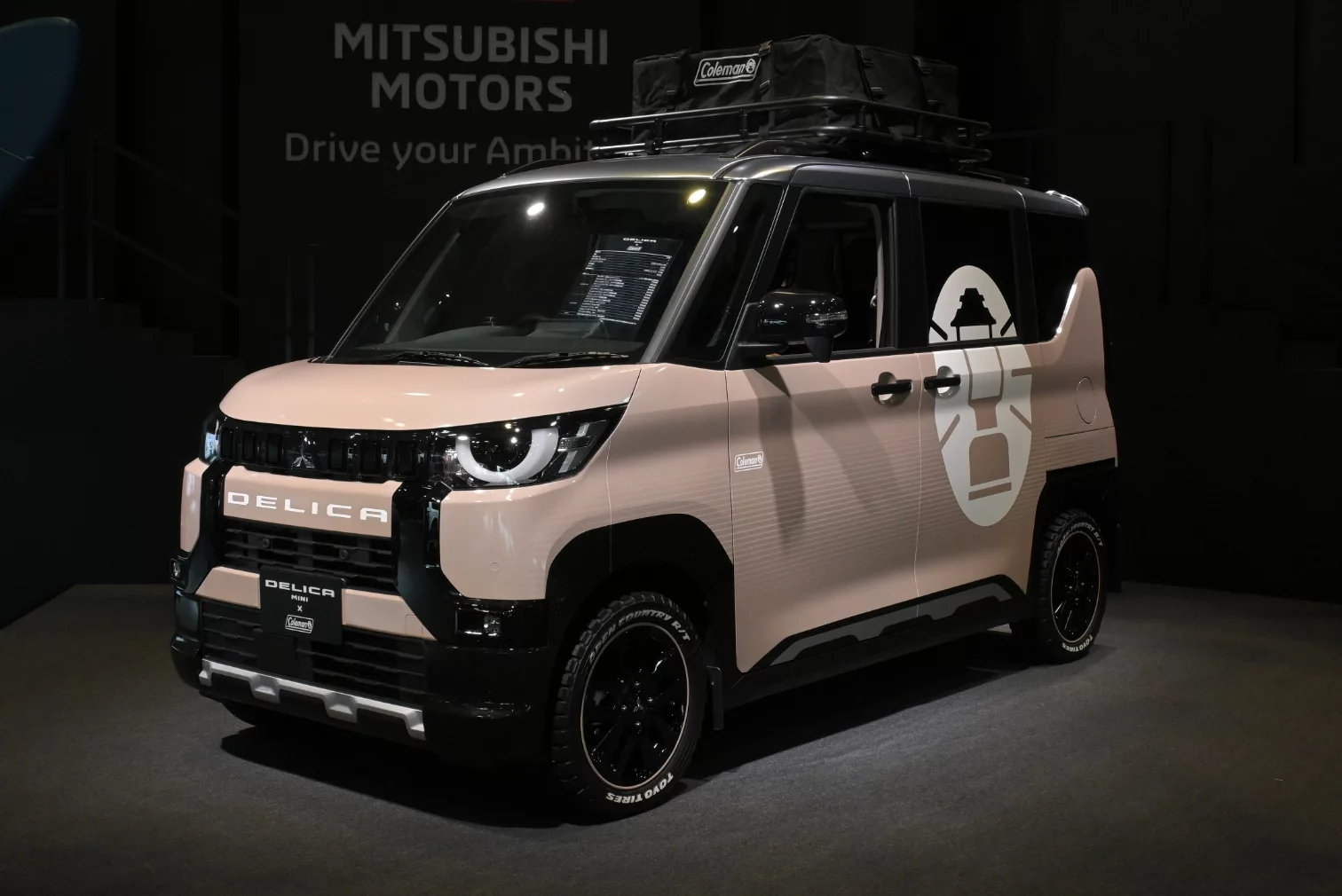 Mitsubishi debuted the Delica Mini at the 2023 Tokyo Auto Salon in January, where it also showed several specially outfitted show versions, including this Delica Mini x Coleman camp car