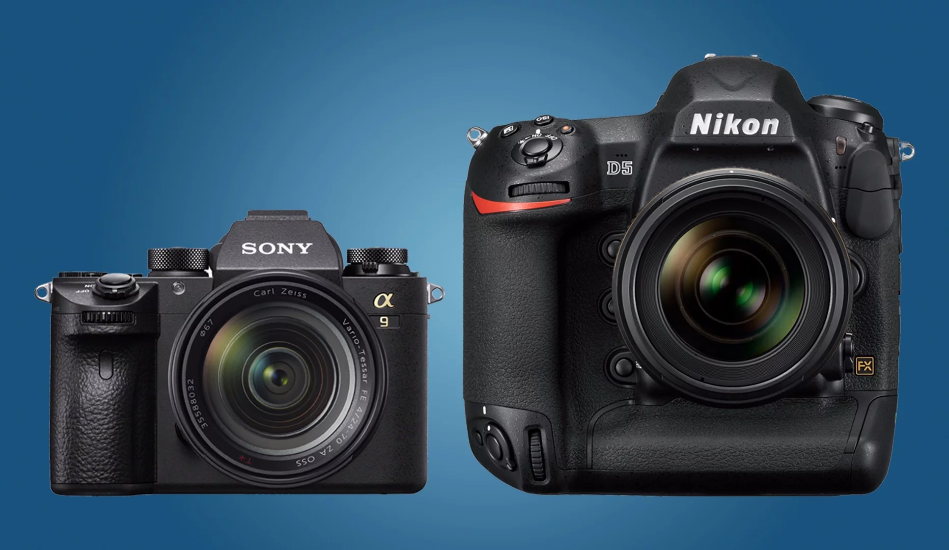We compare the key specifications of the Sony A9 and the Nikon D5 cameras