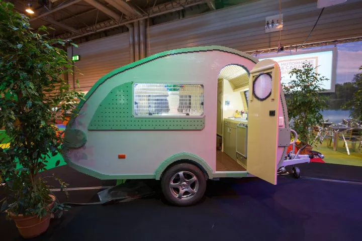 The Lego caravan is on display at the 2015 Motorhome & Caravan Show