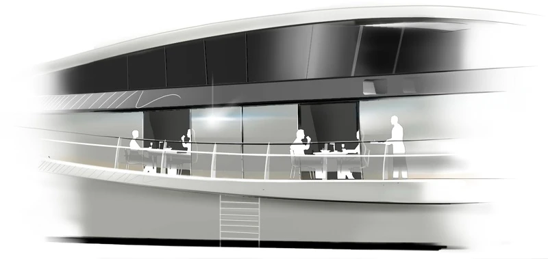 Dining is another option on Qi's foredeck