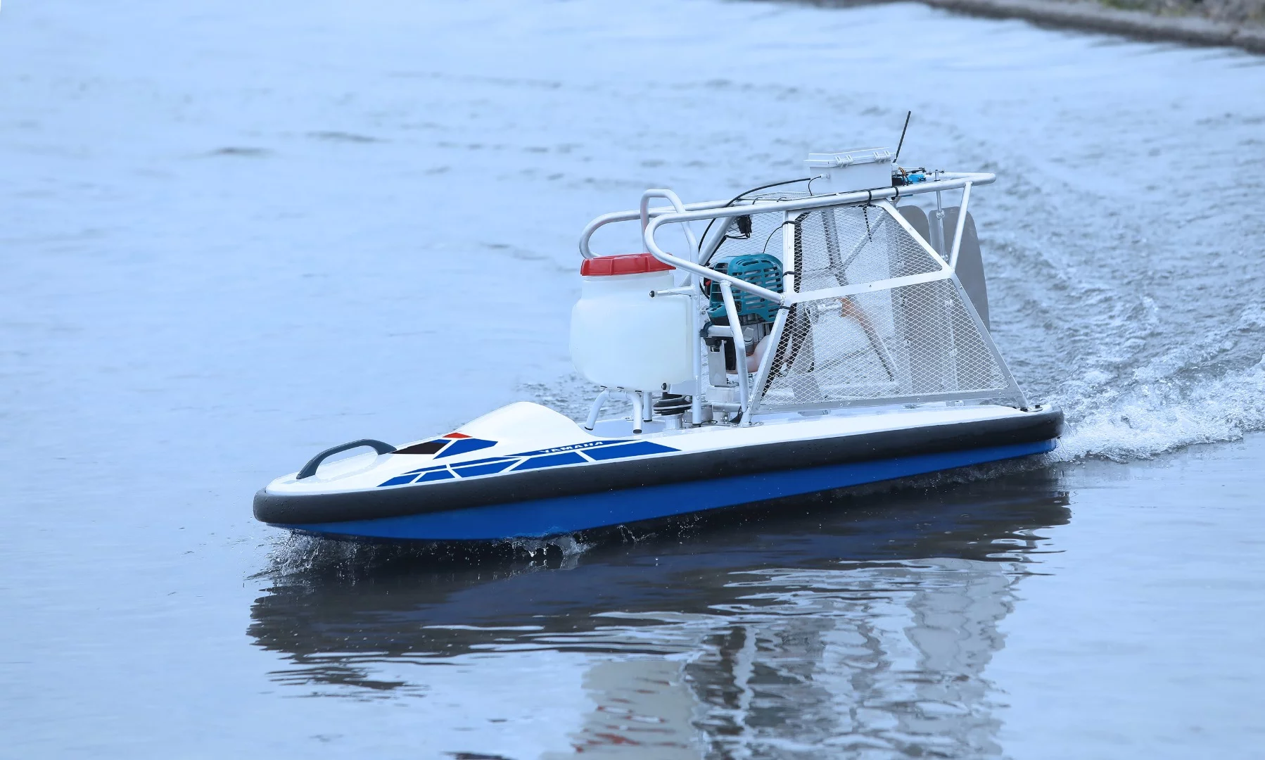 The Yamaha Water Strider sprays herbicide from its hull