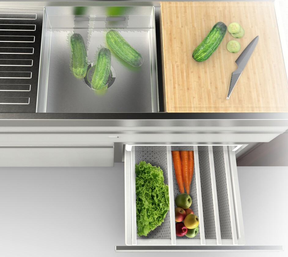 Smart sink and fresh storage drawer