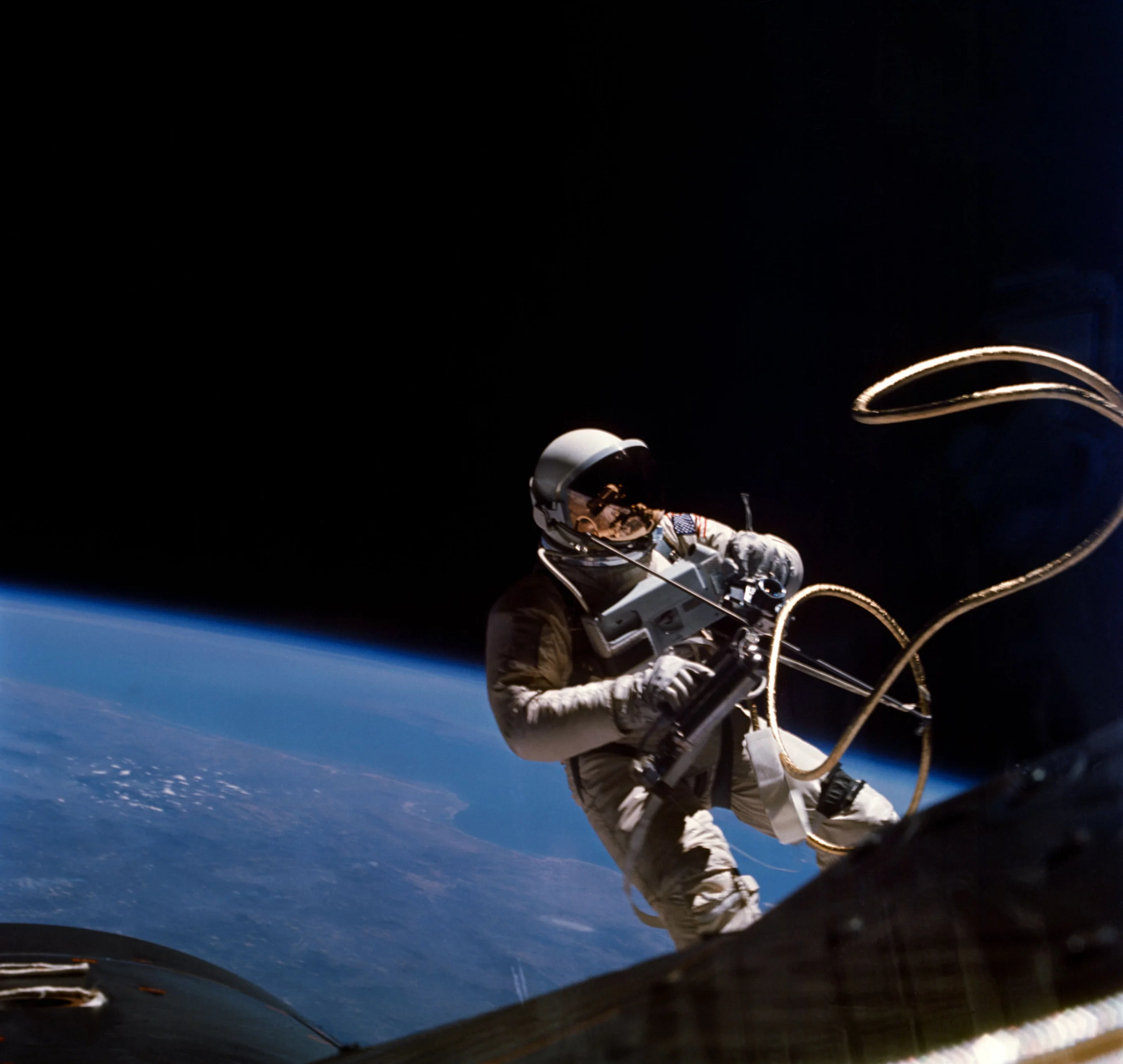 Ed White during the first-ever American spacewalk (Photo: NASA James McDivitt)