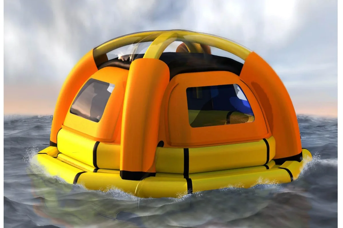 The Sea Kettle concept life raft not only aims to provide shelter from the elements but also drinking water from the sea